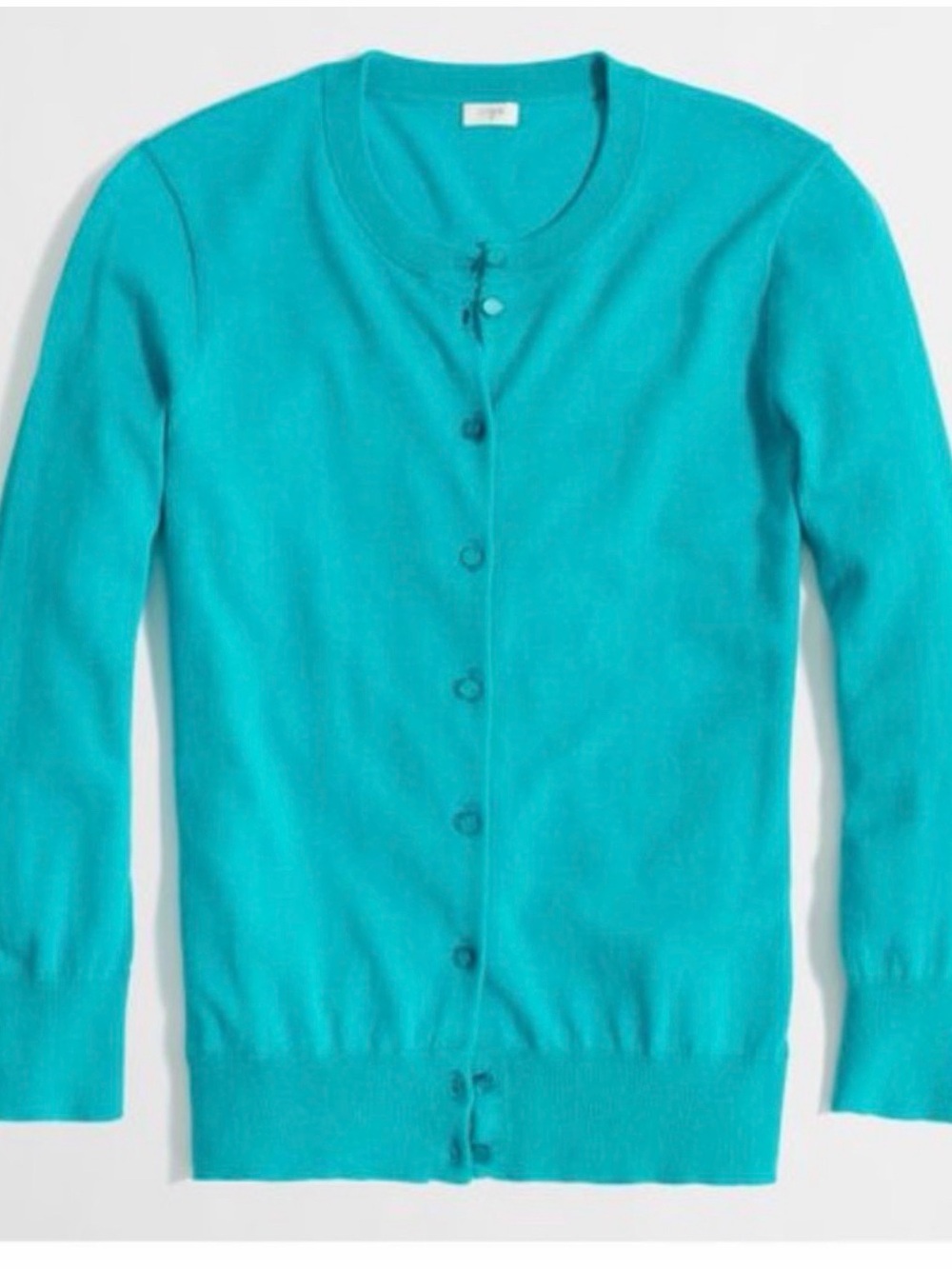 J. Crew Teal aqua Clare Crewneck Button-Front Cardigan size medium